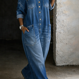 Sophia | Salopette en denim avec épaules dénudées