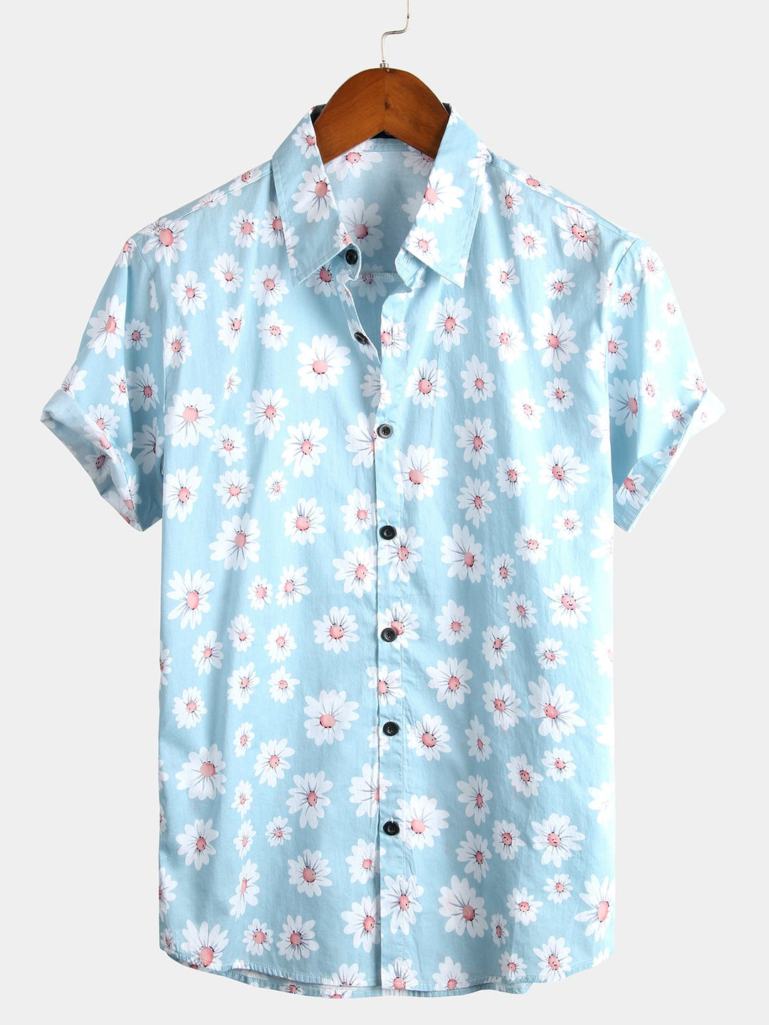 Chemise à fleurs hawaïennes tropicales en coton à imprimé marguerites pour hommes