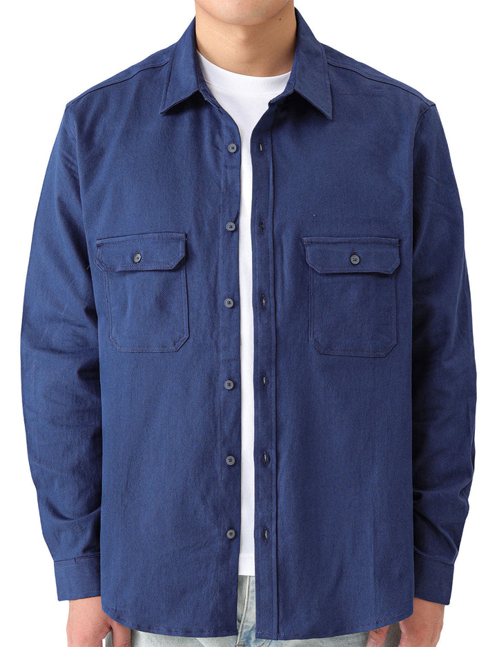 Chemise boutonnée à manches longues en jean pour homme