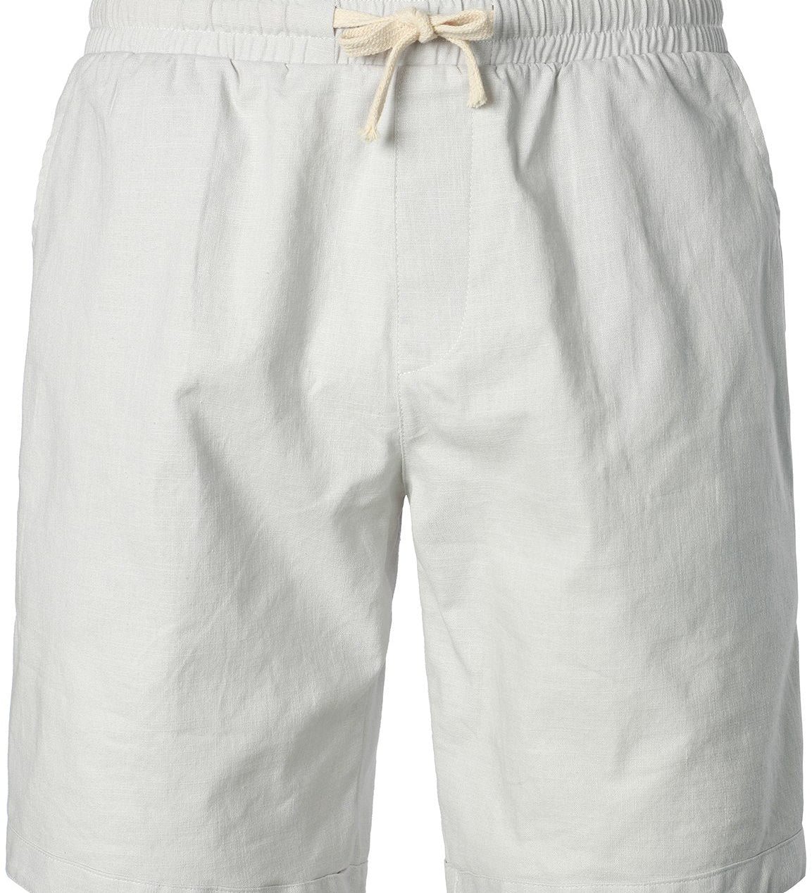 Short décontracté en lin et coton pour hommes, taille élastique, ample, couleur unie