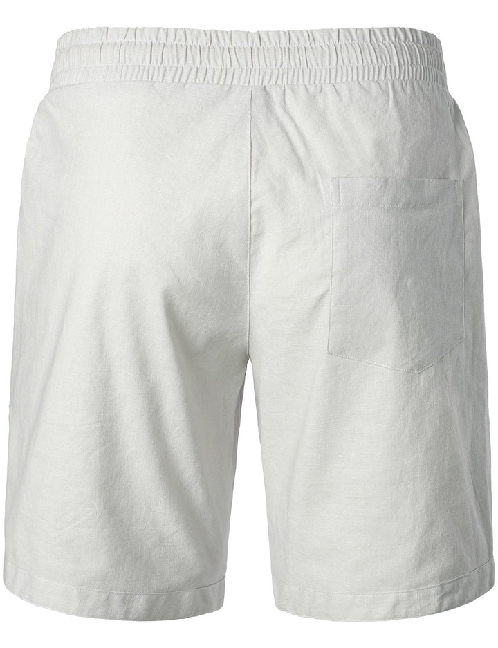 Short décontracté en lin et coton pour hommes, taille élastique, ample, couleur unie