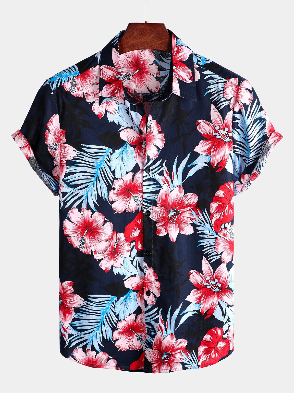 Chemise à imprimé floral de plantes tropicales d'Hawaï pour hommes