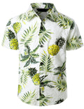 Chemise blanche à manches courtes pour enfants, motif ananas, motif tropical, vacances, plage, Aloha