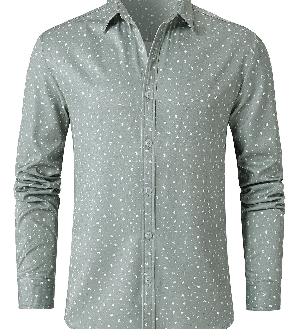 Chemise à manches longues verte décontractée à imprimé pour homme