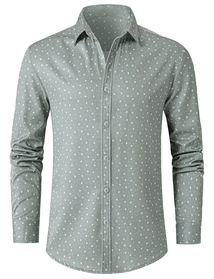 Chemise à manches longues verte décontractée à imprimé pour homme
