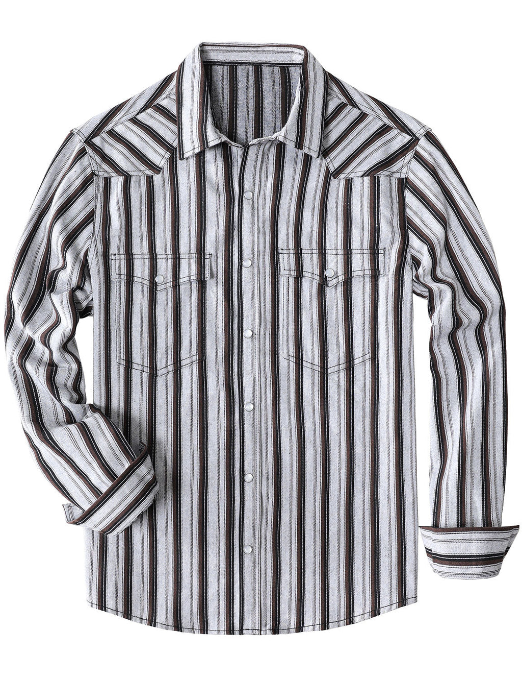 Chemise en jean décontractée à rayures blanches style western avec boutons-pression nacrés pour homme