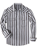 Chemise en jean décontractée à rayures blanches style western avec boutons-pression nacrés pour homme