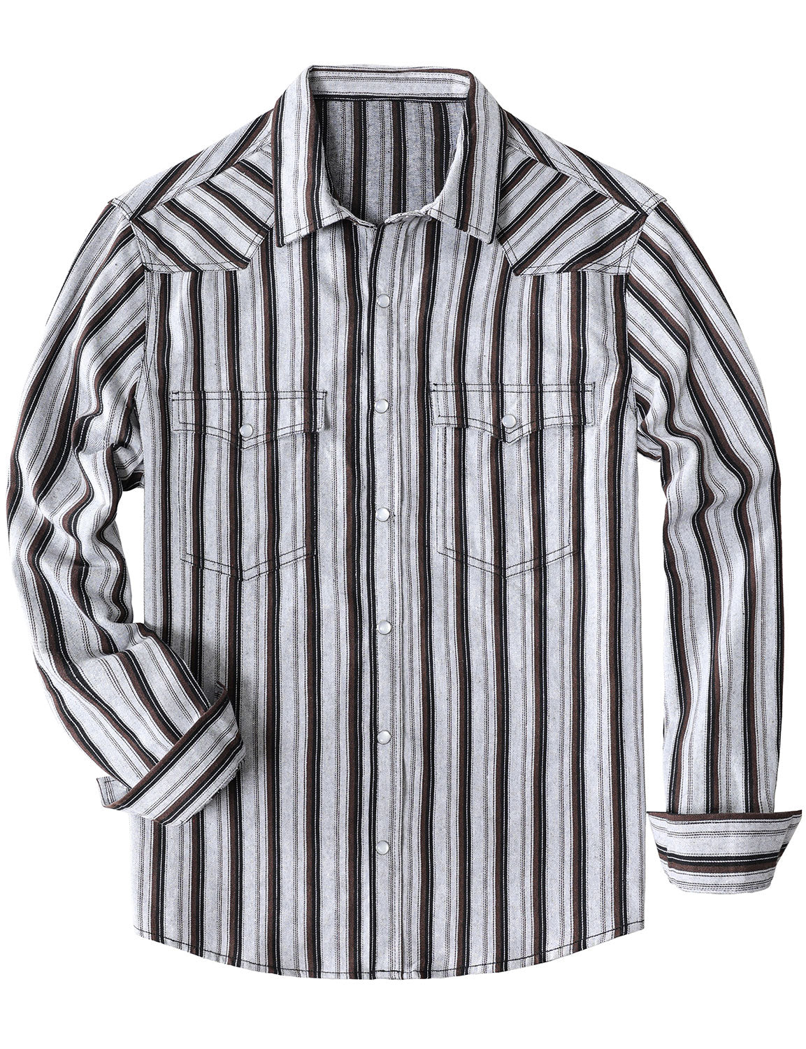 Chemise en jean décontractée à rayures blanches style western avec boutons-pression nacrés pour homme