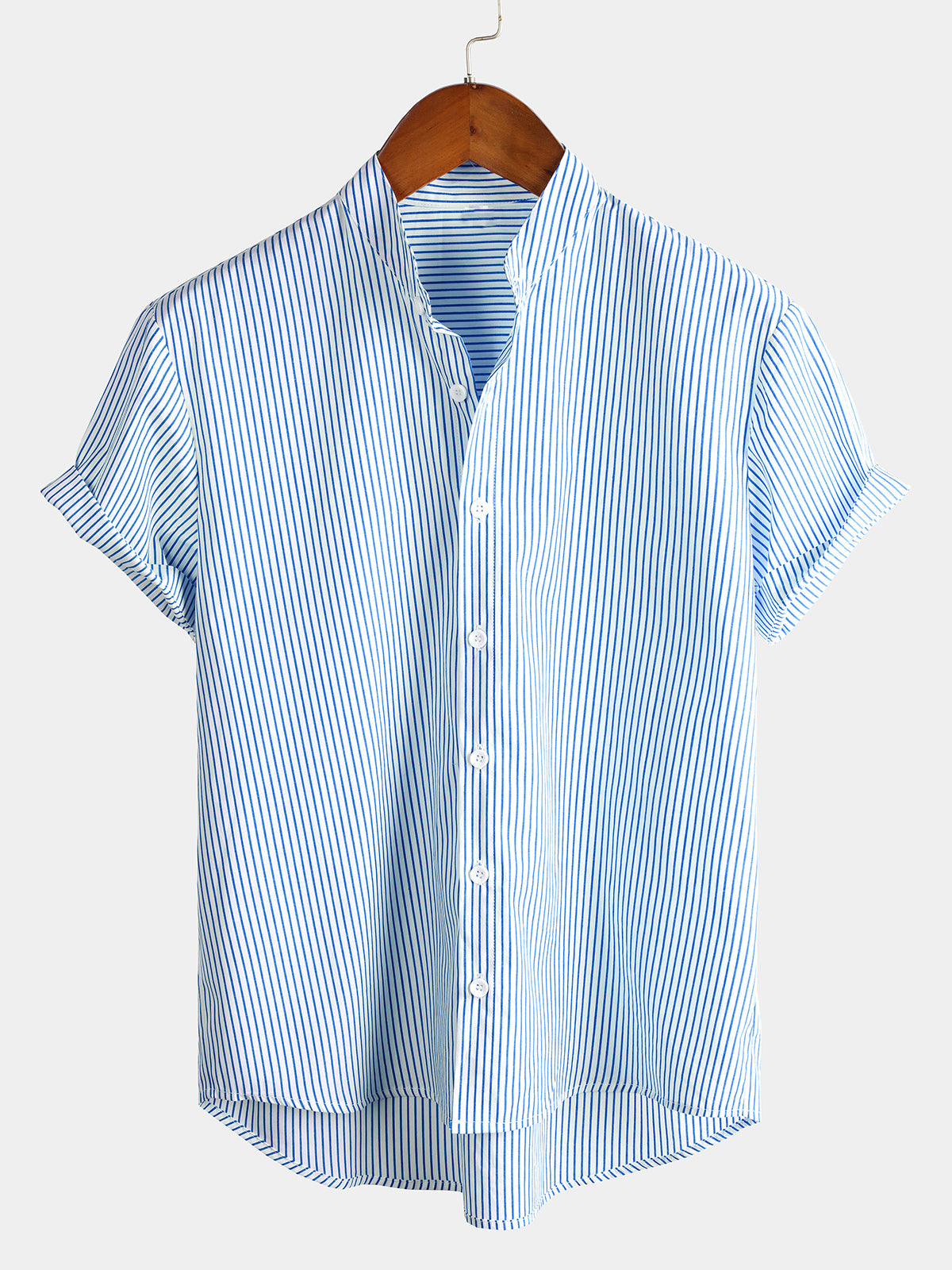 Chemise à Manches Courtes avec Col Haut pour Homme