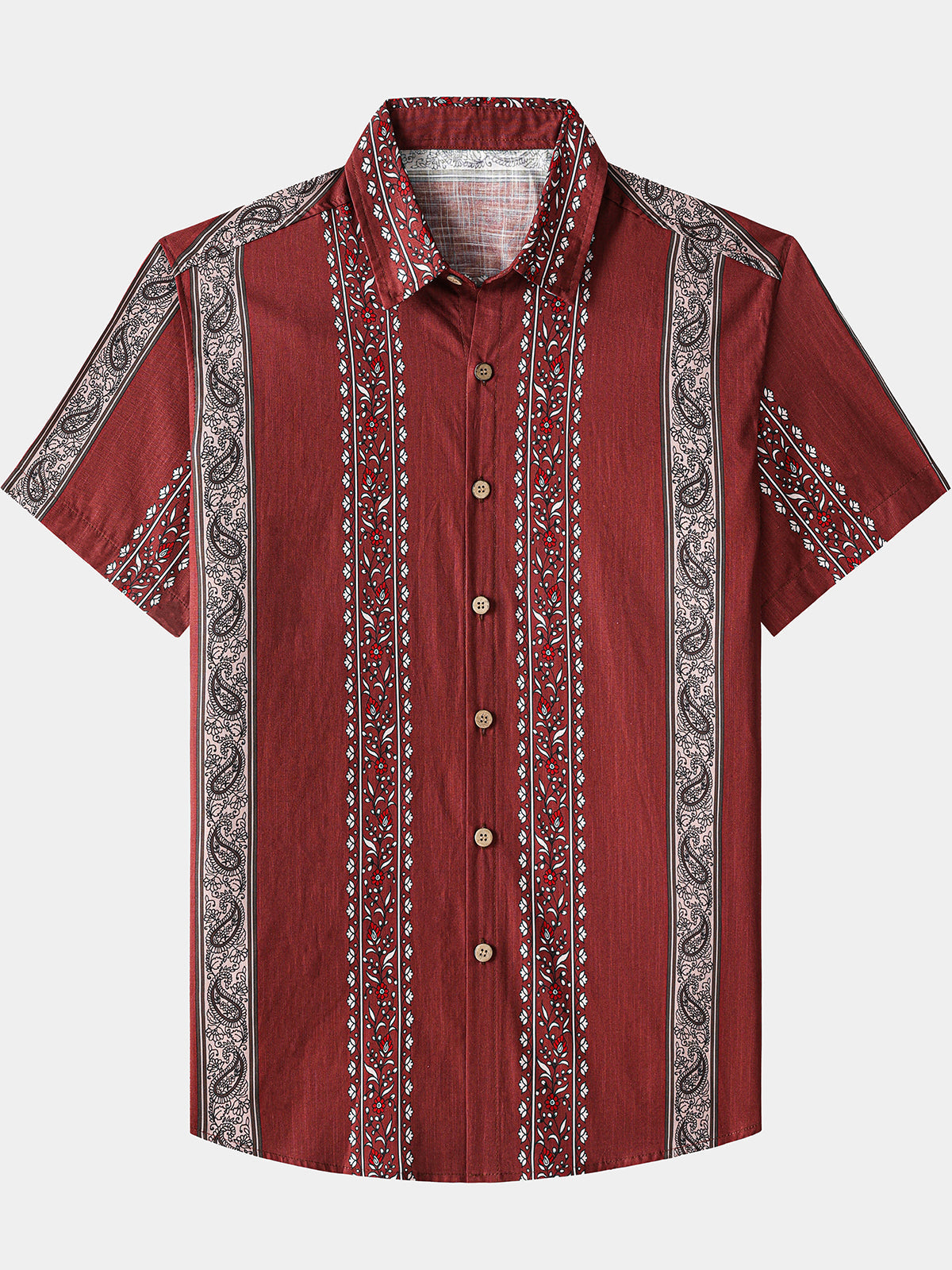 Chemise Hawaïenne Homme Rétro Motif Paisley Rayé Coton Vacances