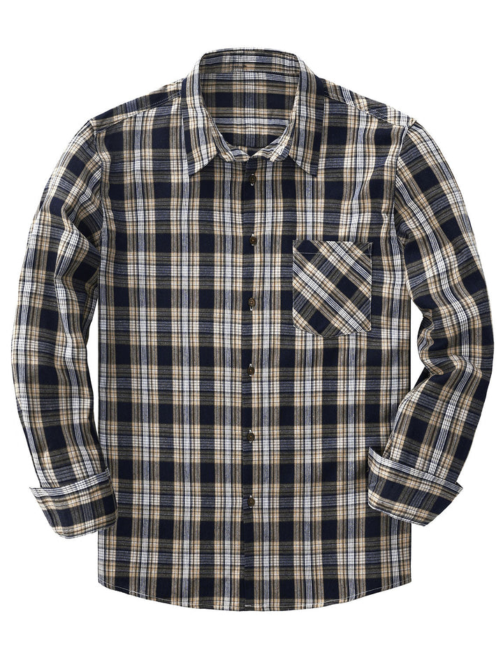 Chemise à manches longues décontractée à carreaux rétro pour hommes