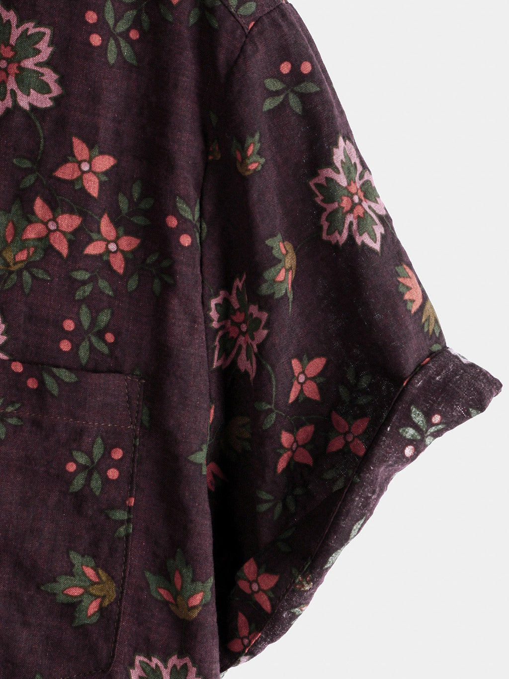 Chemise hawaïenne à manches courtes marron à imprimé floral vintage pour homme