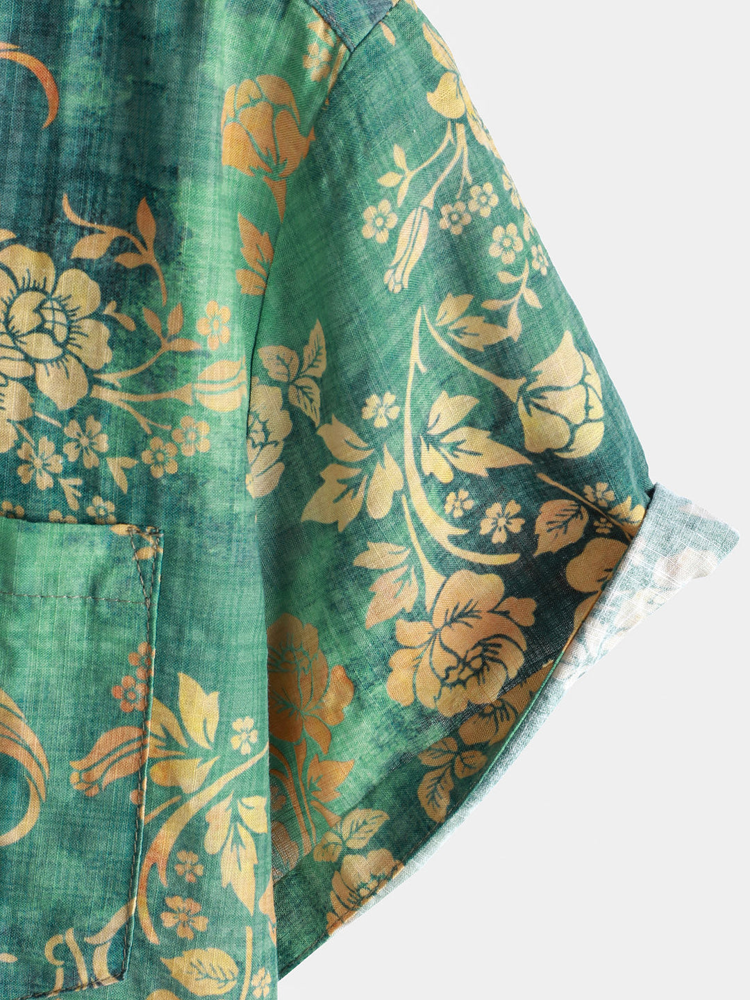 Chemise à manches courtes et poche à imprimé floral vert pour homme