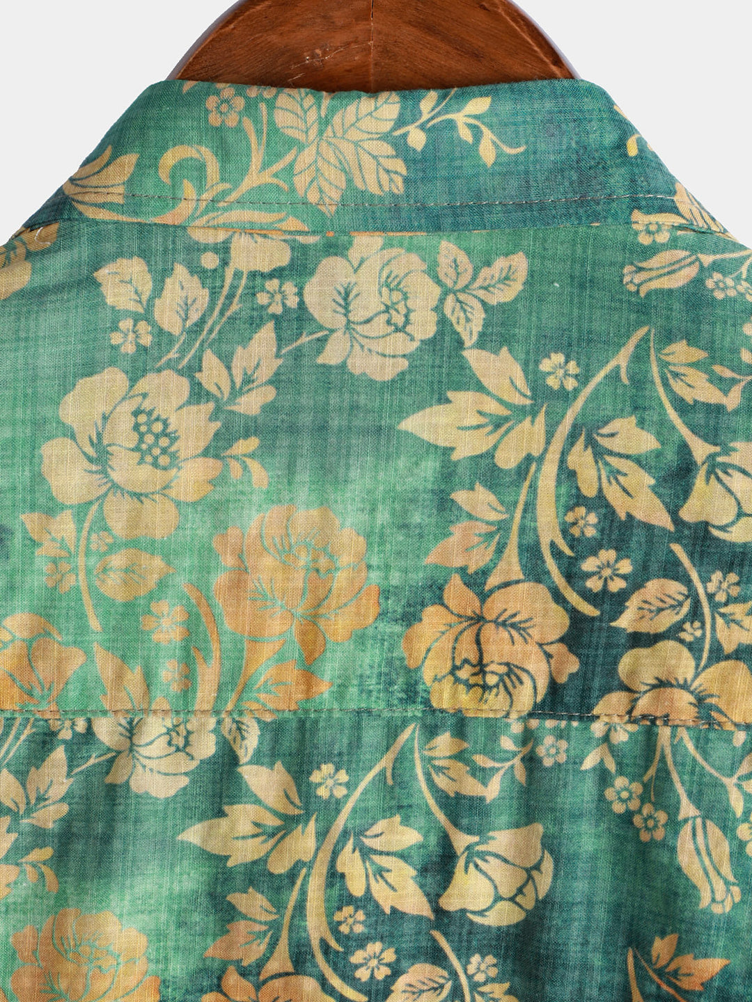 Chemise à manches courtes et poche à imprimé floral vert pour homme