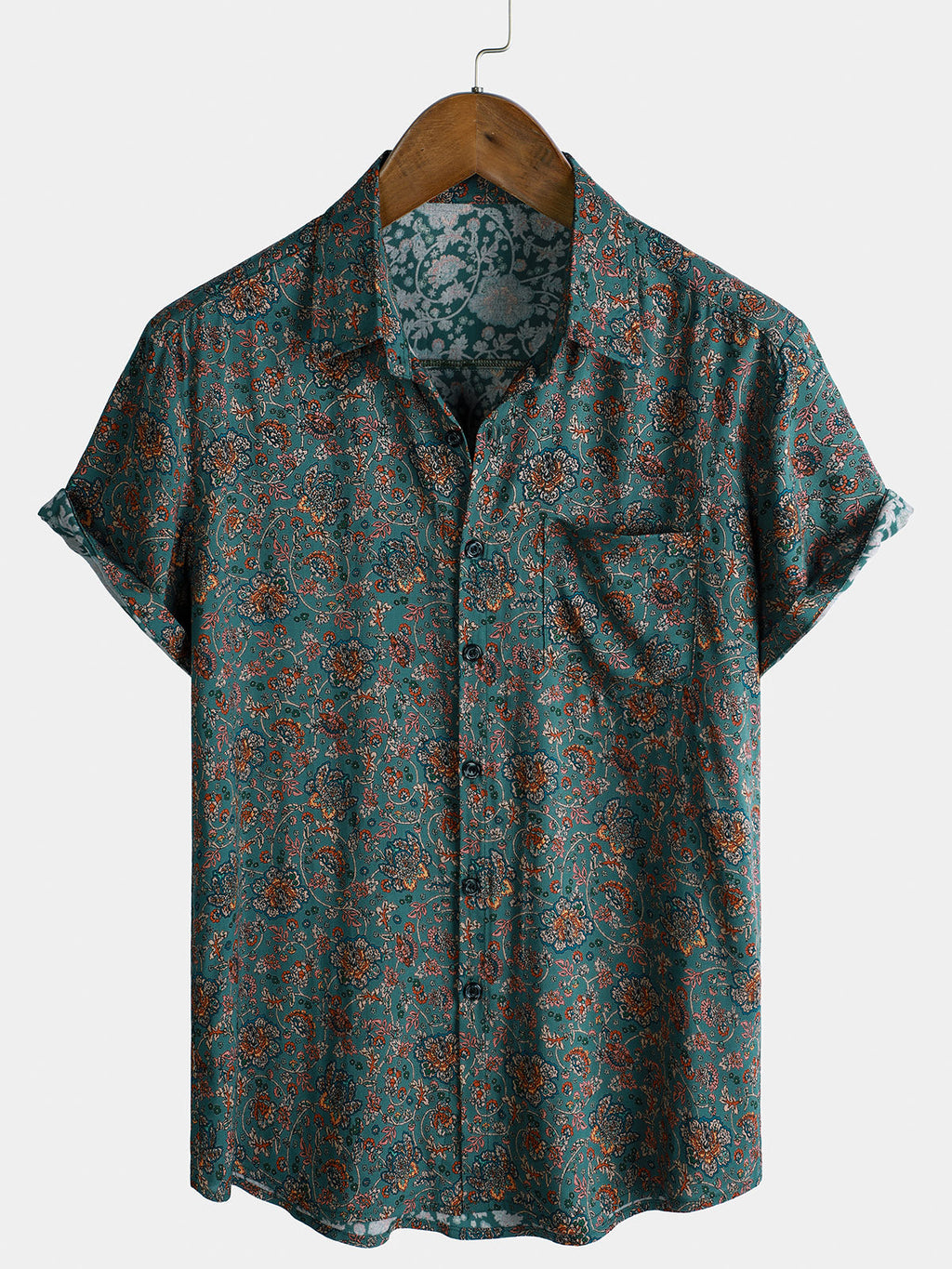 Chemise à manches courtes pour homme, motif cachemire vintage, style rétro années 70