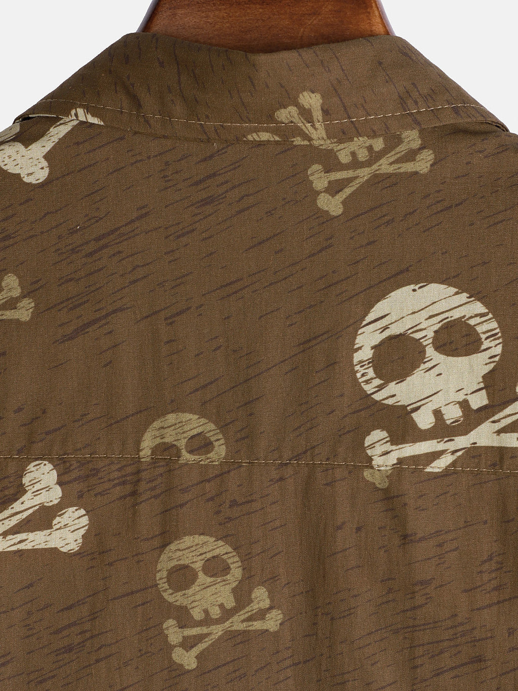 Chemise hawaïenne à manches courtes pour homme, motif tête de mort marron