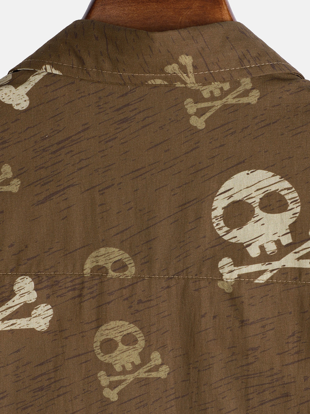 Chemise hawaïenne à manches courtes pour homme, motif tête de mort marron