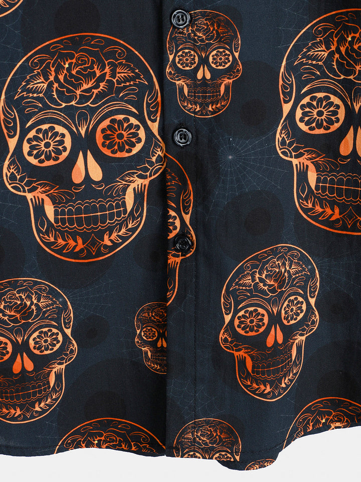 Chemise hawaïenne à manches courtes pour homme, motif tête de mort