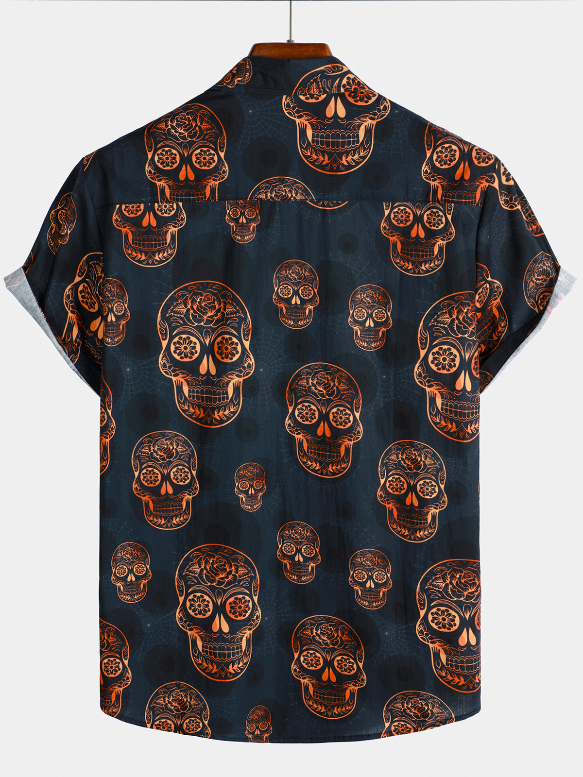 Chemise hawaïenne à manches courtes pour homme, motif tête de mort