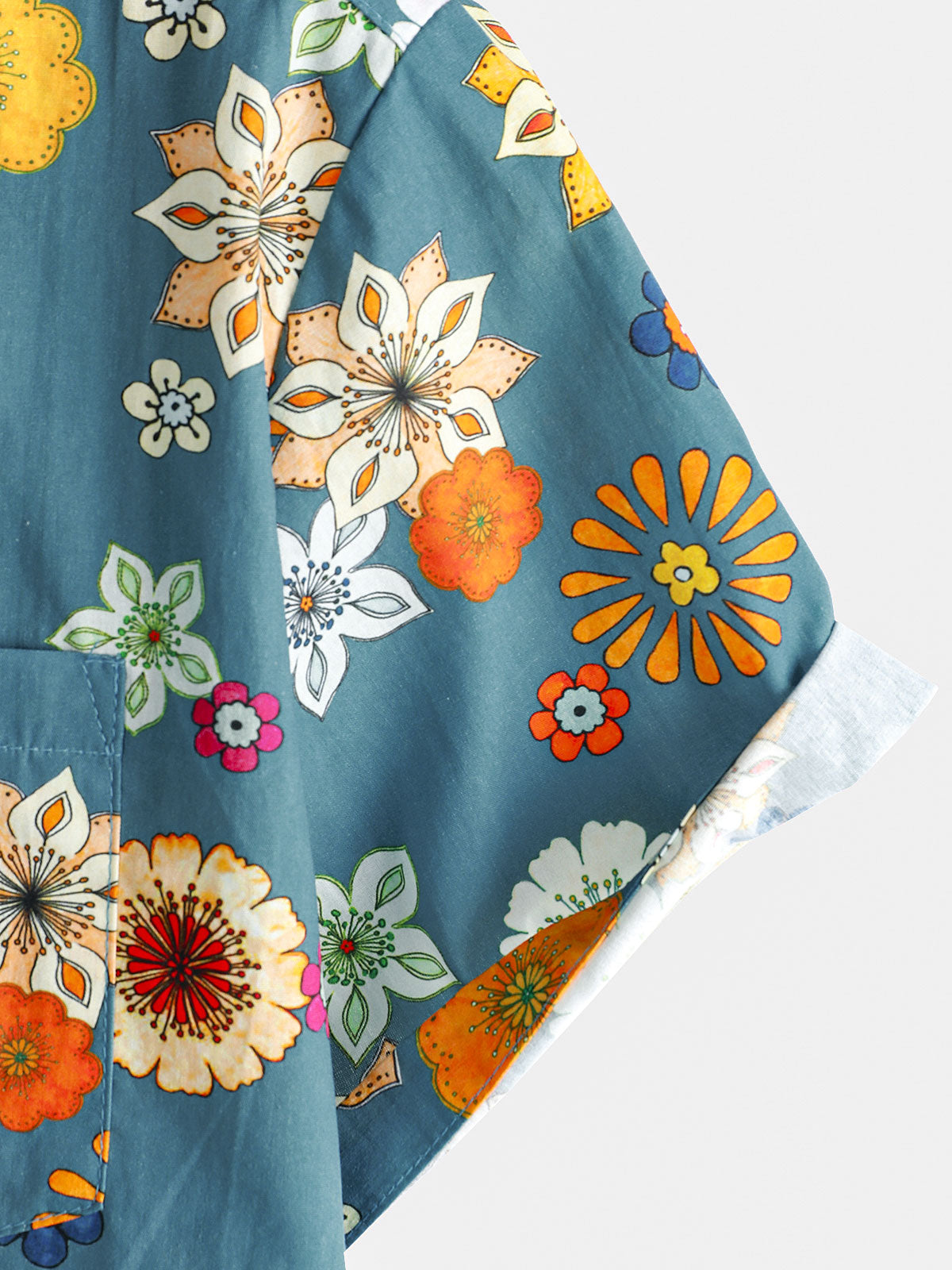 Chemise hawaïenne à manches courtes en coton à imprimé floral pour homme