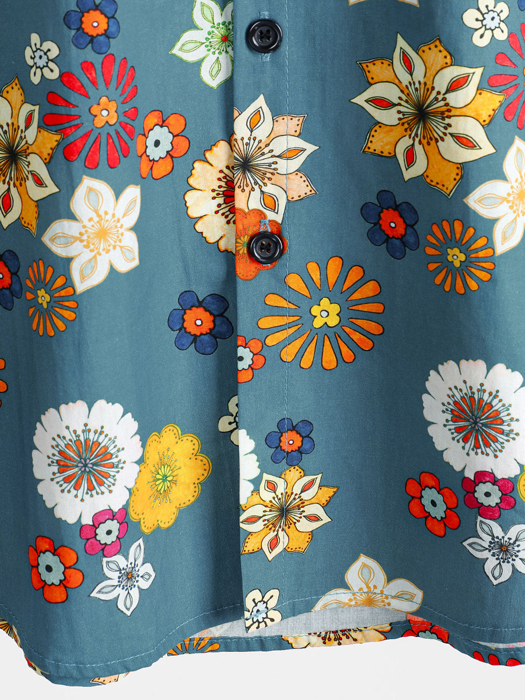 Chemise hawaïenne à manches courtes en coton à imprimé floral pour homme