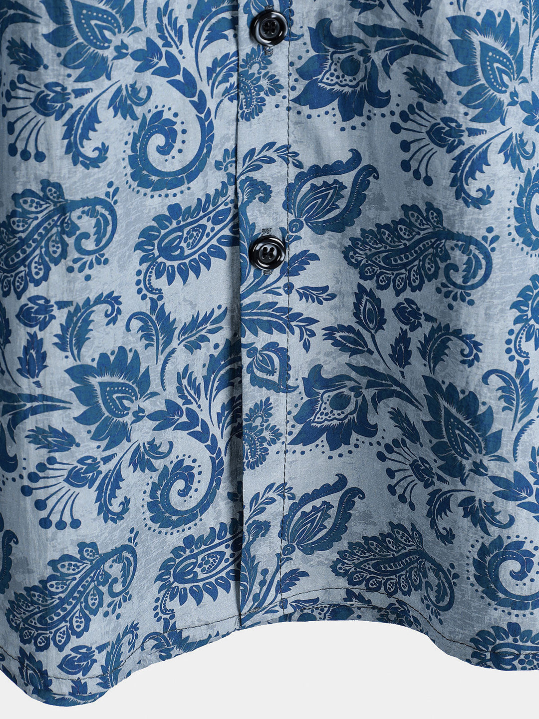 Chemise décontractée à manches courtes pour homme, motif cachemire et fleurs, bleu