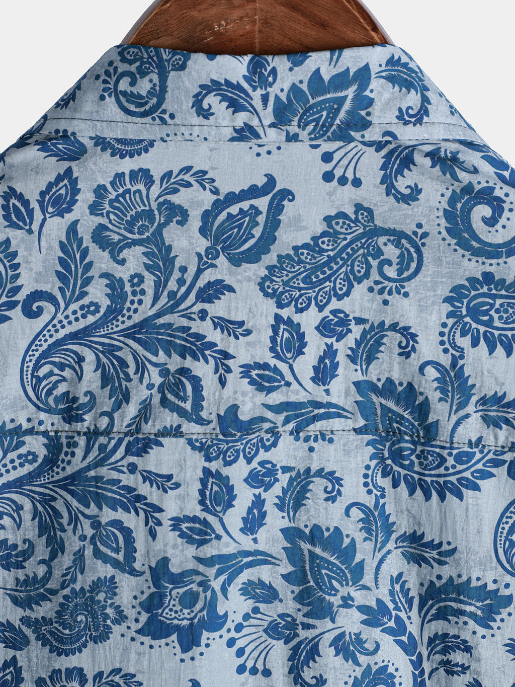 Chemise décontractée à manches courtes pour homme, motif cachemire et fleurs, bleu