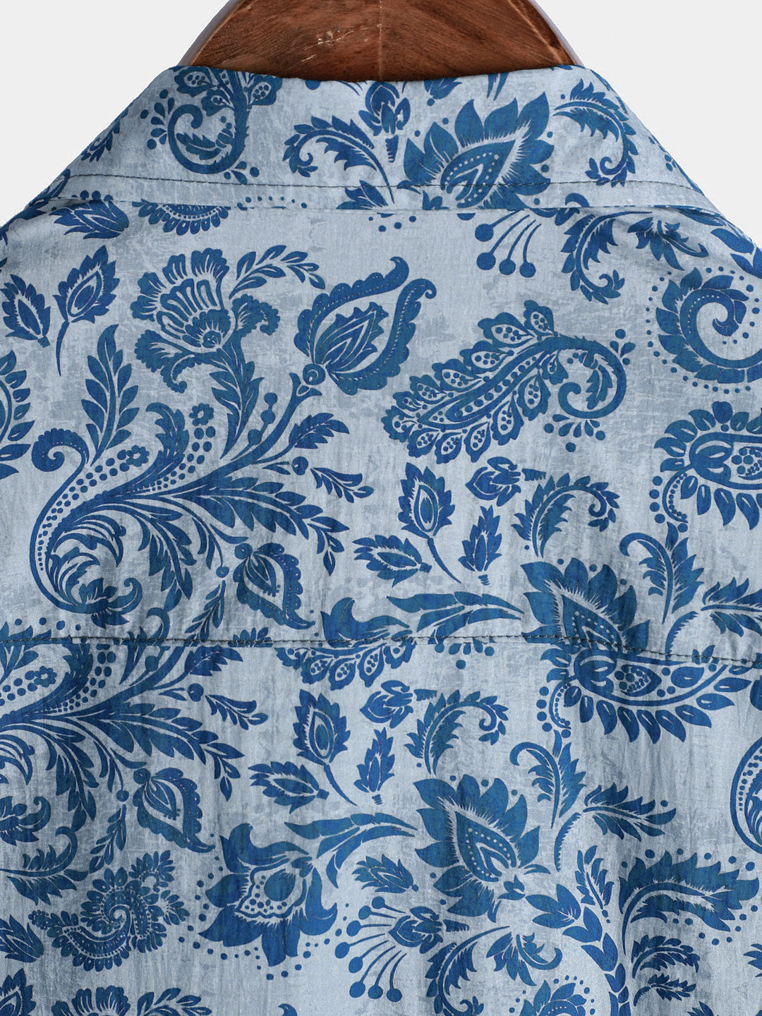 Chemise décontractée à manches courtes pour homme, motif cachemire et fleurs, bleu