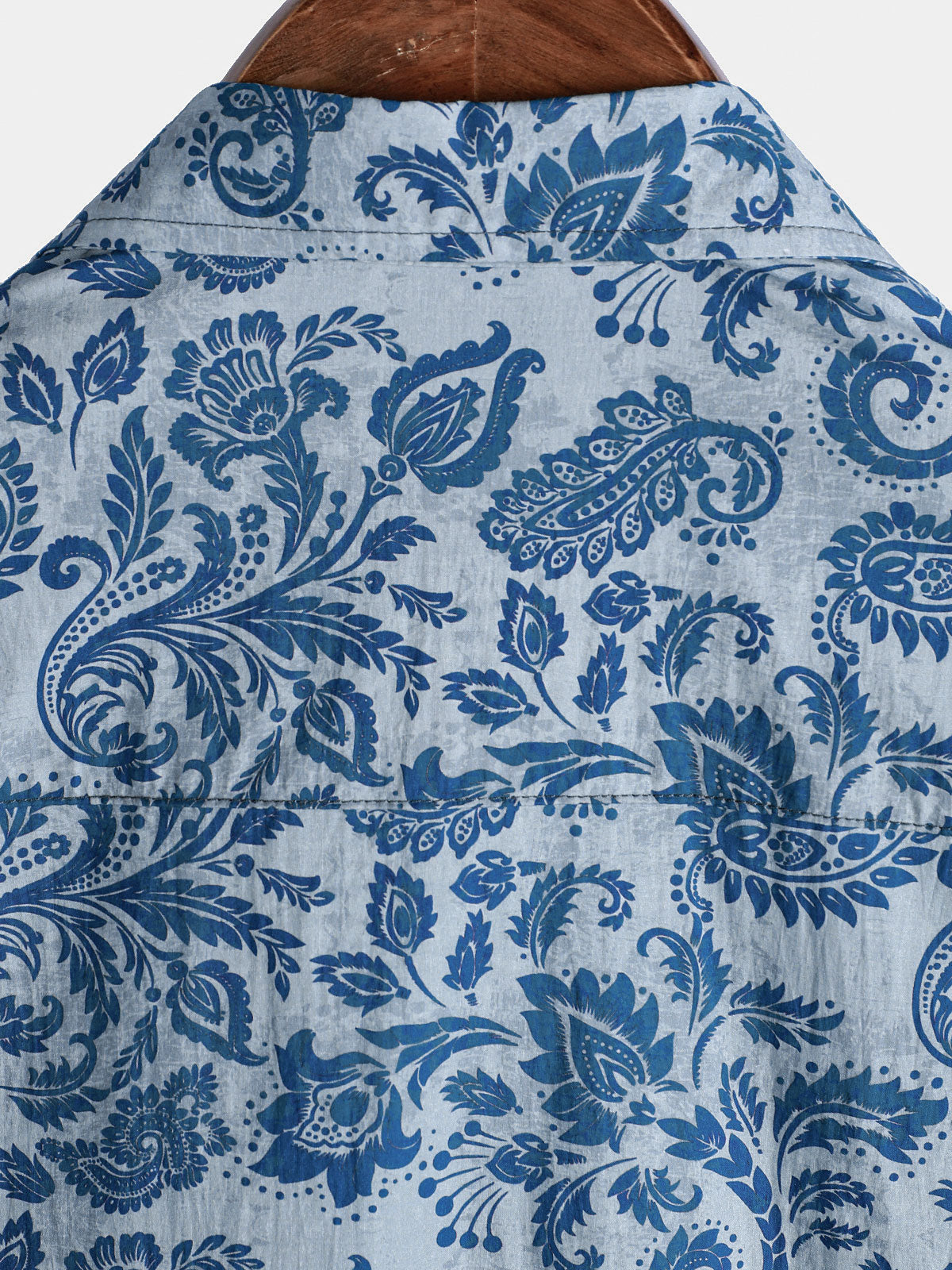 Chemise décontractée à manches courtes pour homme, motif cachemire et fleurs, bleu