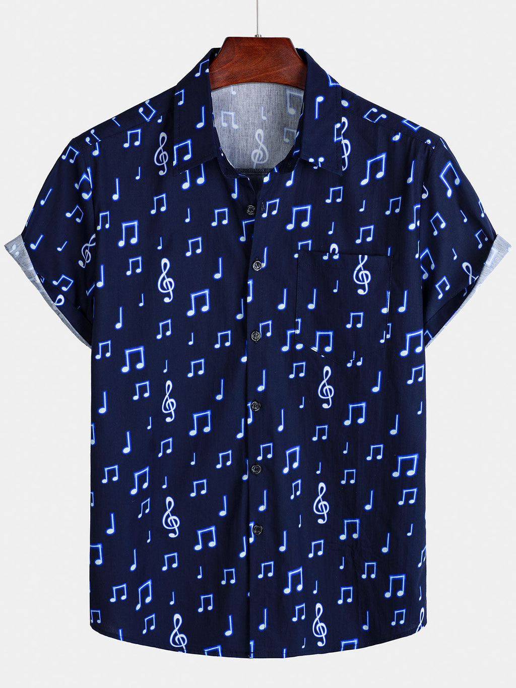 Chemise boutonnée respirante à manches courtes pour homme, idéale pour les festivals de musique
