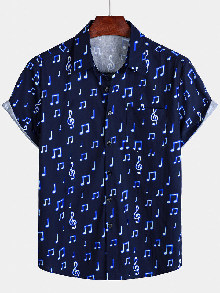 Chemise boutonnée respirante à manches courtes pour homme, idéale pour les festivals de musique
