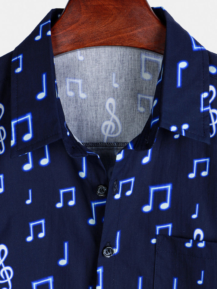 Chemise boutonnée respirante à manches courtes pour homme, idéale pour les festivals de musique