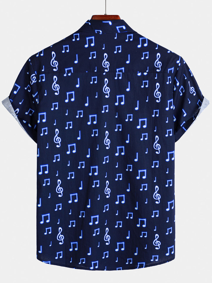 Chemise boutonnée respirante à manches courtes pour homme, idéale pour les festivals de musique