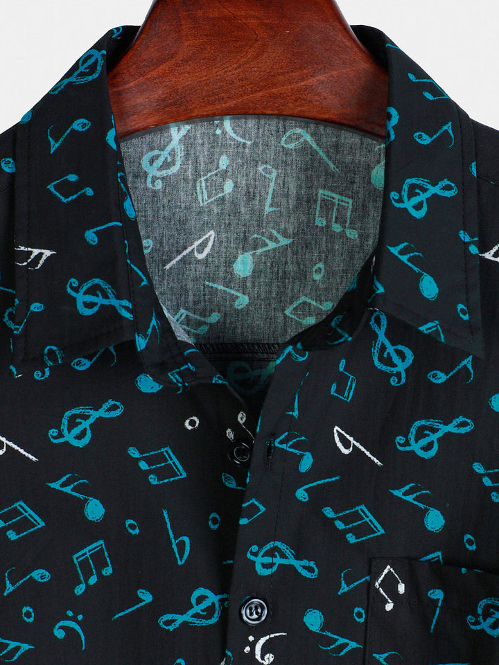 Chemise boutonnée humoristique à manches courtes pour homme, motif festival de musique cool et de vacances