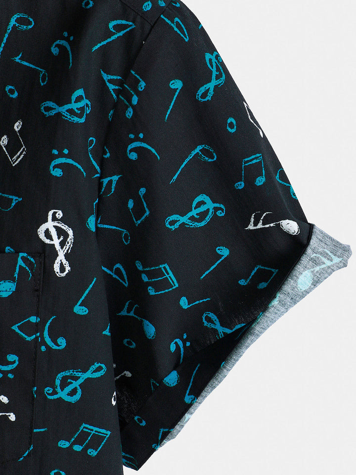 Chemise boutonnée humoristique à manches courtes pour homme, motif festival de musique cool et de vacances