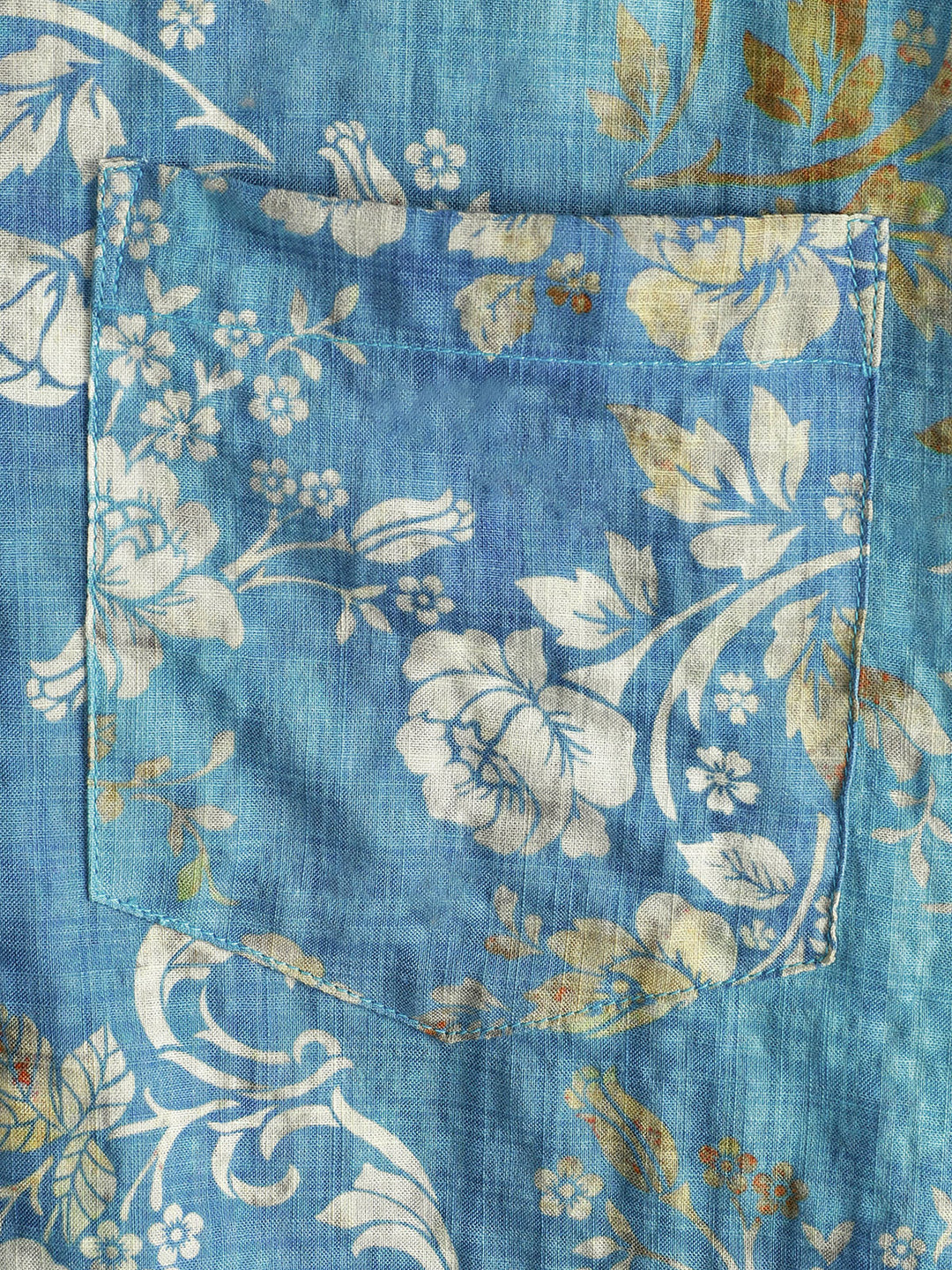 Chemise à manches courtes et poche à imprimé floral bleu pour homme