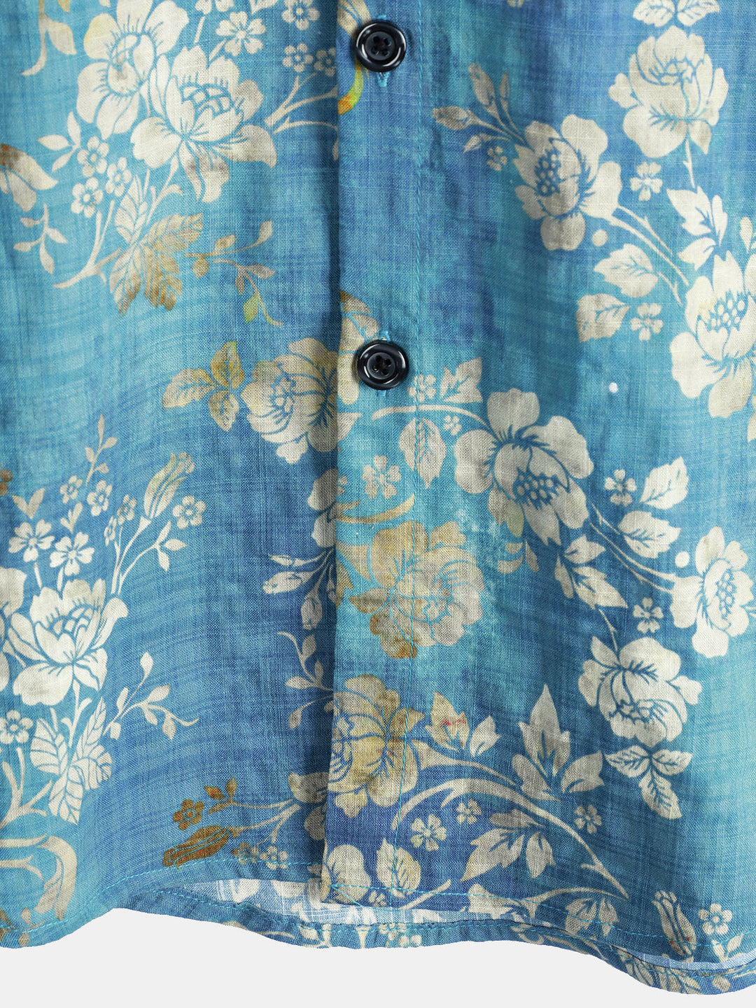 Chemise à manches courtes et poche à imprimé floral bleu pour homme