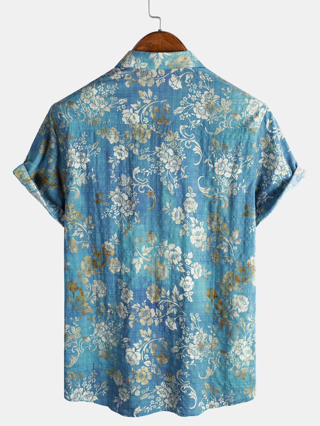 Chemise à Manches Courtes avec Imprimé Floral Bleu pour Homme