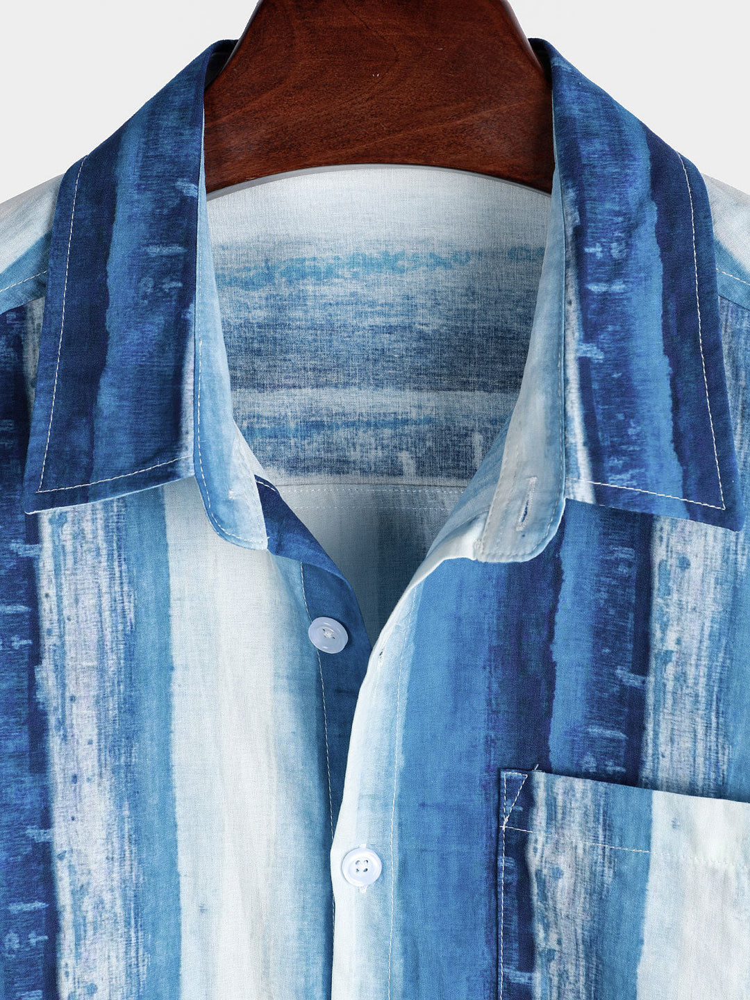 Chemise à manches courtes respirante à rayures bleues pour homme