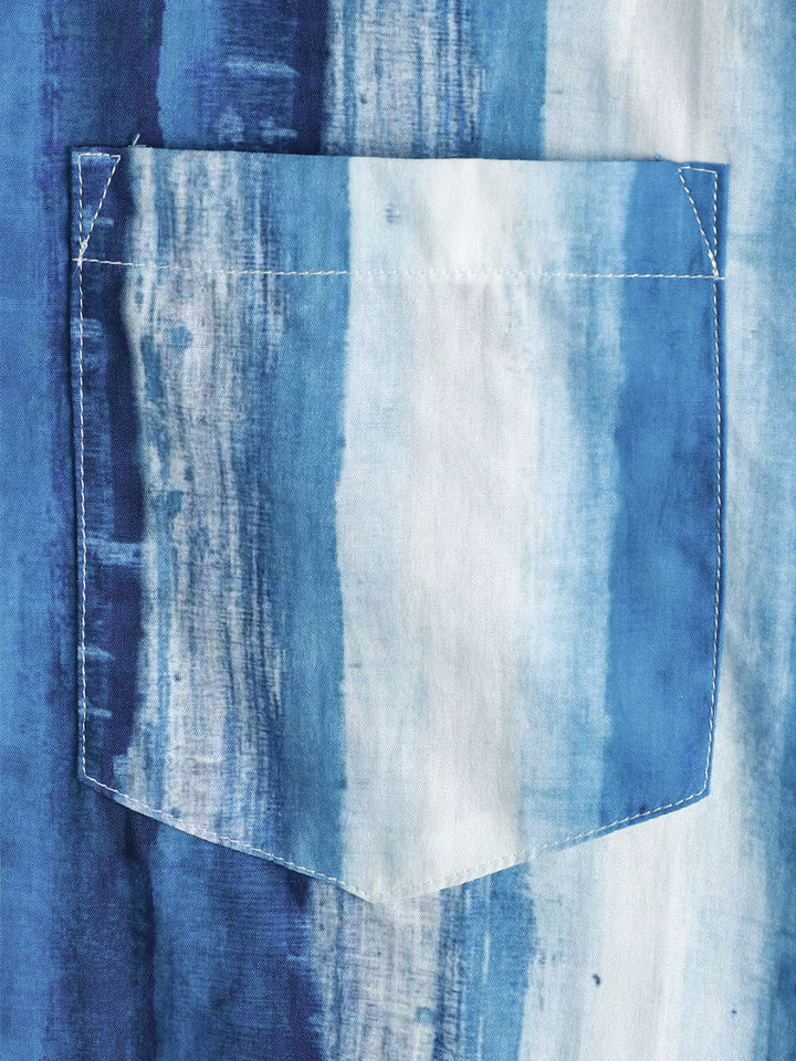 Chemise à manches courtes respirante à rayures bleues pour homme
