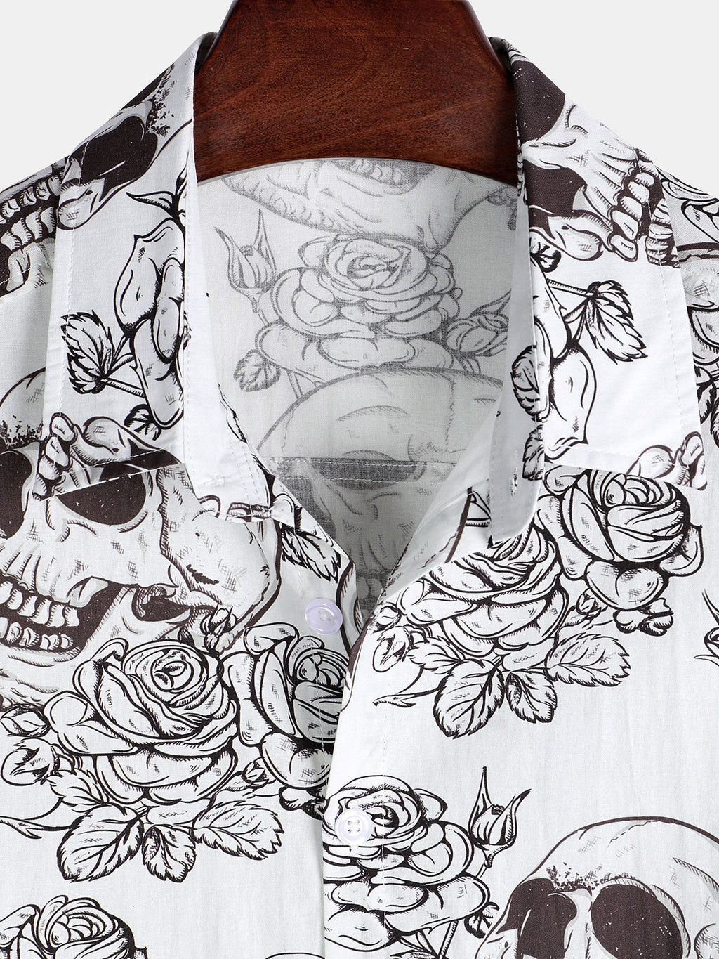 Chemise hawaïenne à manches courtes pour homme, motif crâne et cool rock