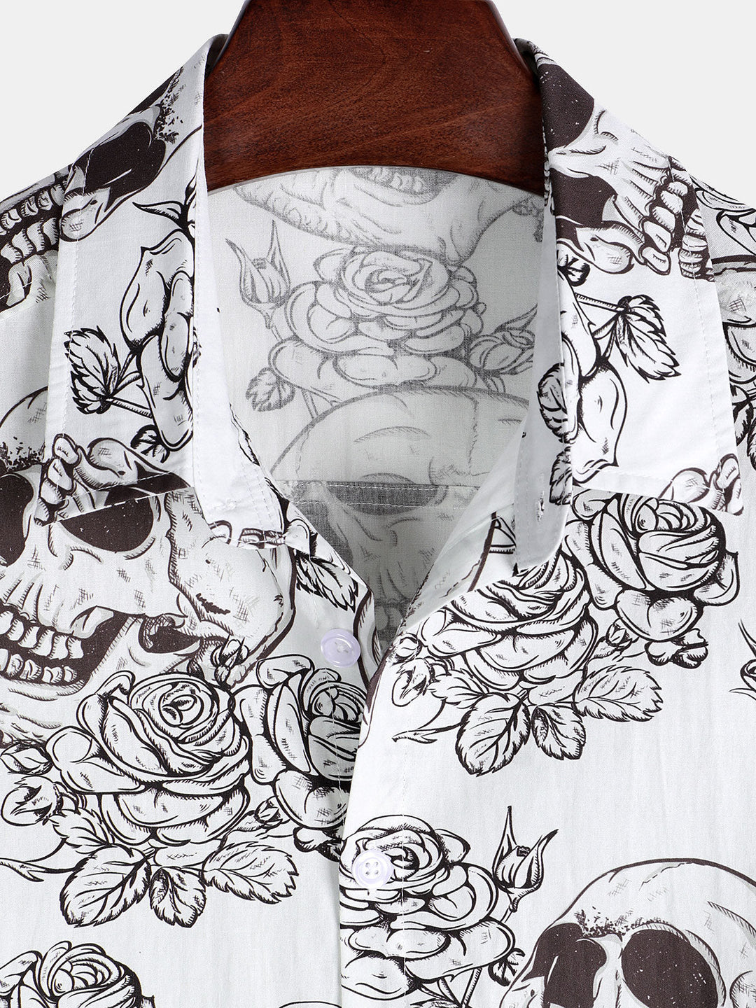 Chemise hawaïenne à manches courtes pour homme, motif crâne et cool rock
