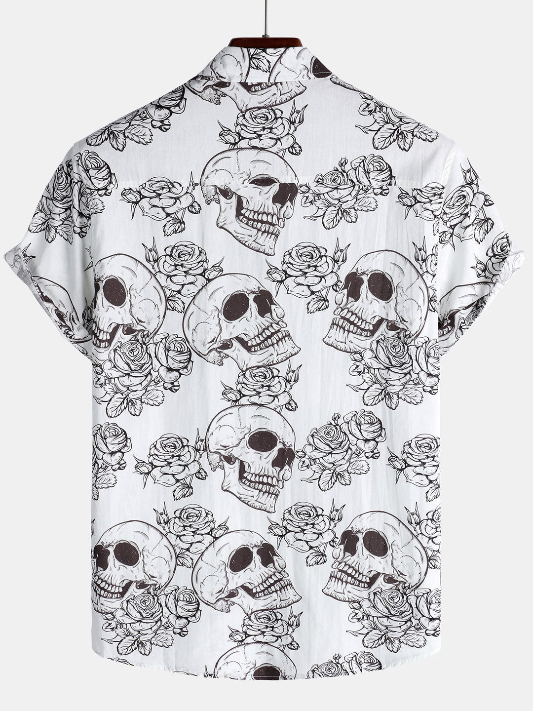Chemise hawaïenne à manches courtes pour homme, motif crâne et cool rock