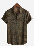 Chemise Homme Marron Décontractée Style Vacances Boutonnée Manches Courtes