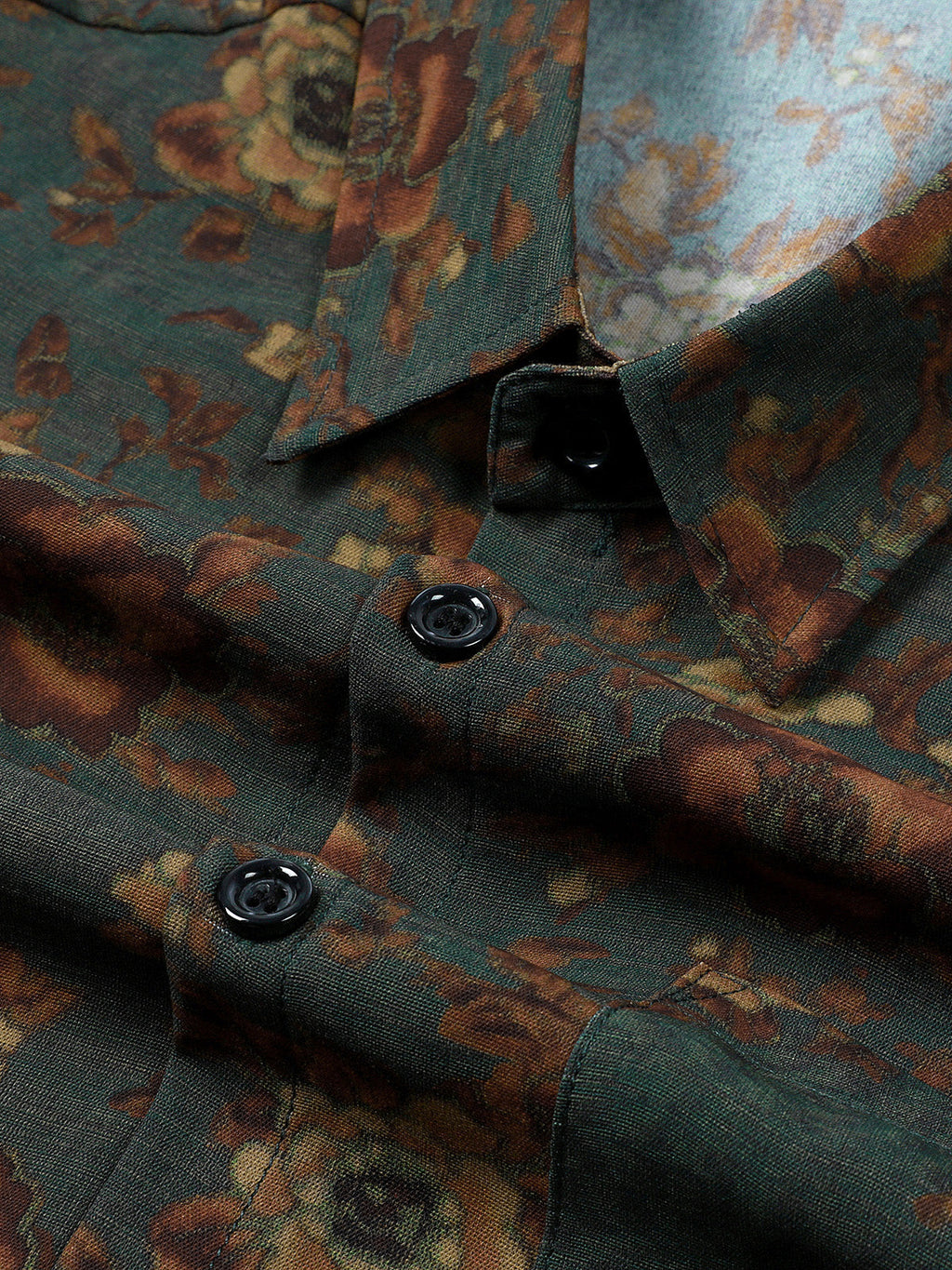 Chemise Vintage à Imprimé Floral Manches Courtes avec Poche
