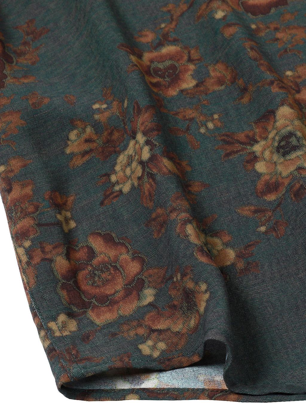 Chemise Vintage à Imprimé Floral Manches Courtes avec Poche