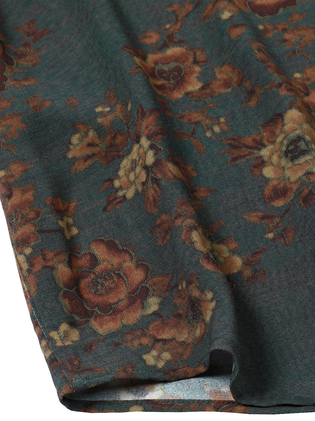 Chemise Vintage à Imprimé Floral Manches Courtes avec Poche