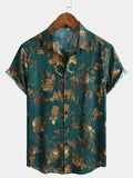 Chemise Hawaïenne Vintage pour Homme, à Boutons, à Manches Courtes, Verte