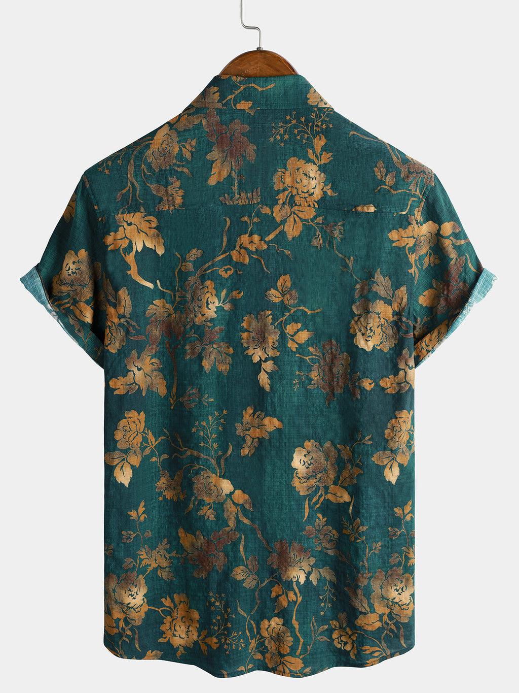 Chemise manches courtes hawaïenne verte vintage en coton