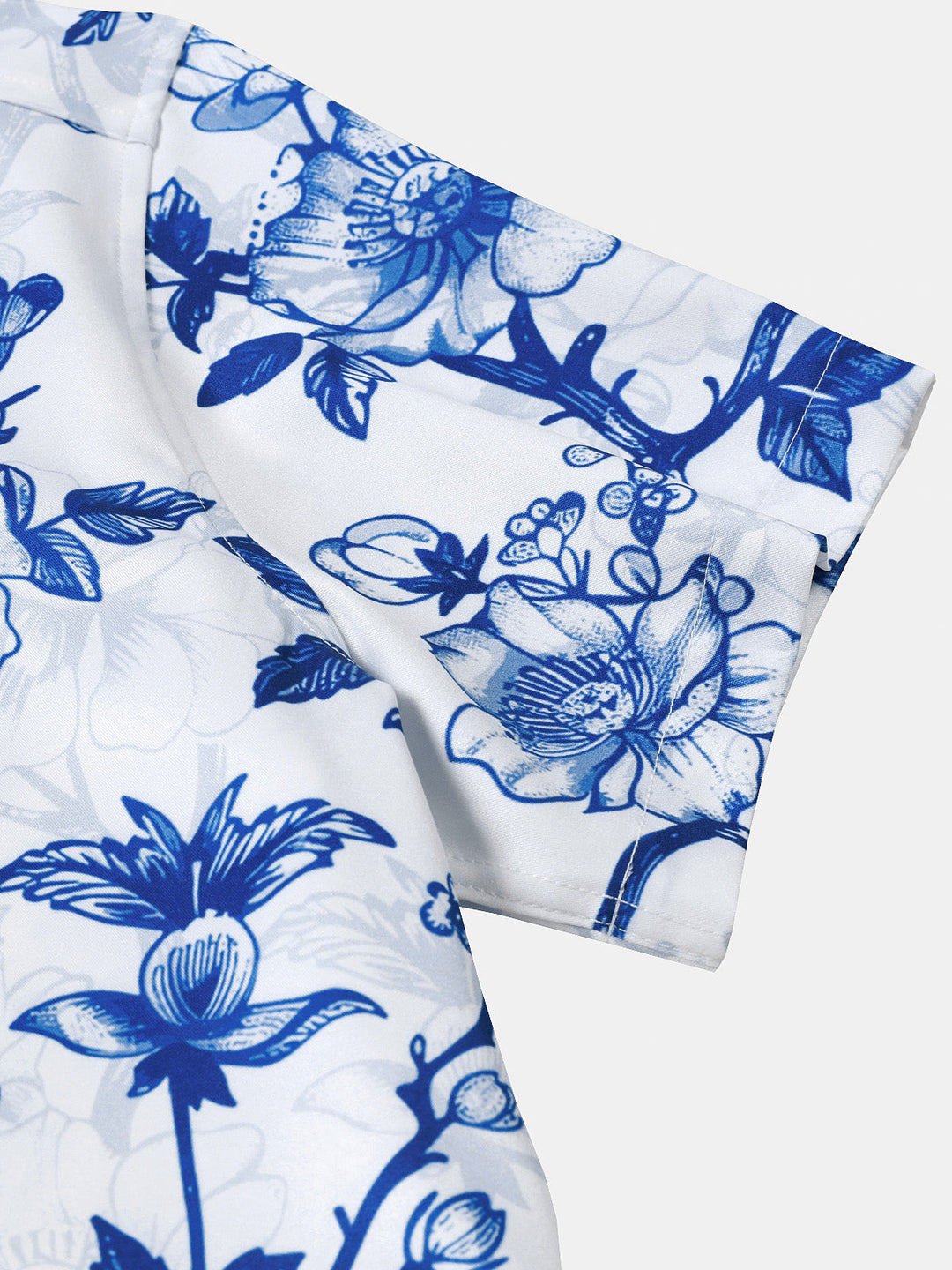 Chemise Hawaïenne Bleue à Imprimé Floral pour Homme d’Été Plage Croisière à Manches Courtes